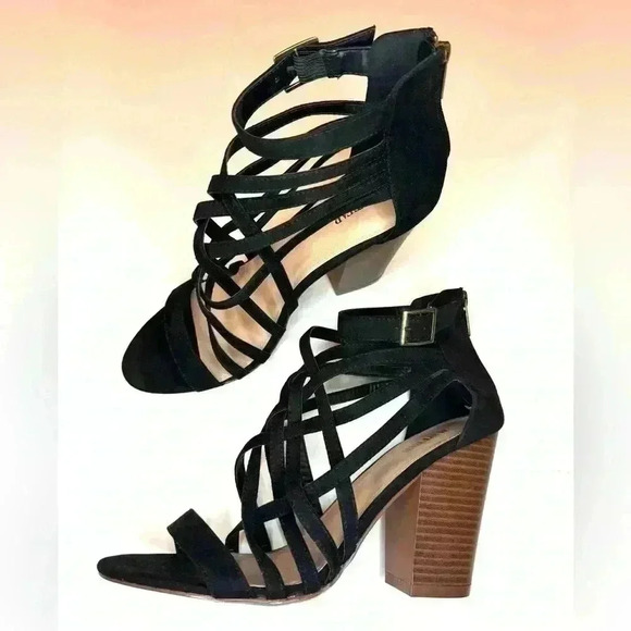 JustFab Womens Nashia Heeled Sandal in black Size 11 - Picture 7 of 8